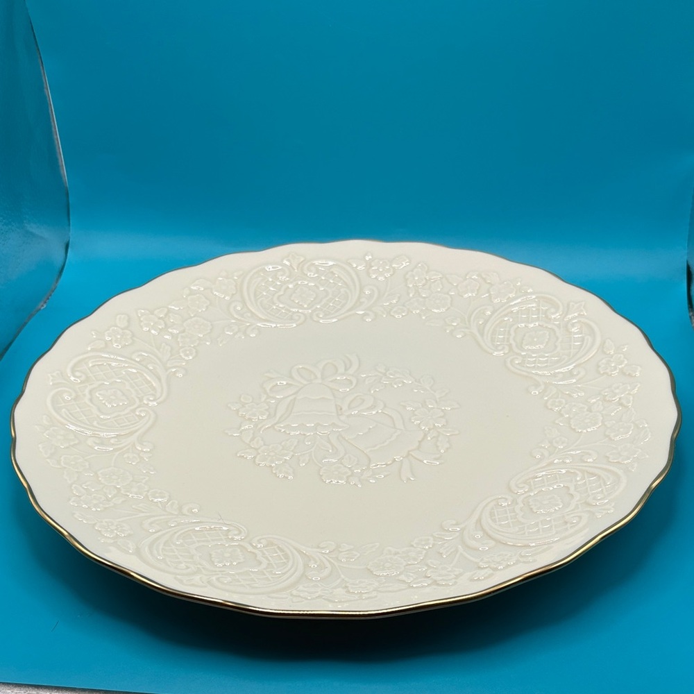 Lenox Cream and Gold Embossed Serving Platter